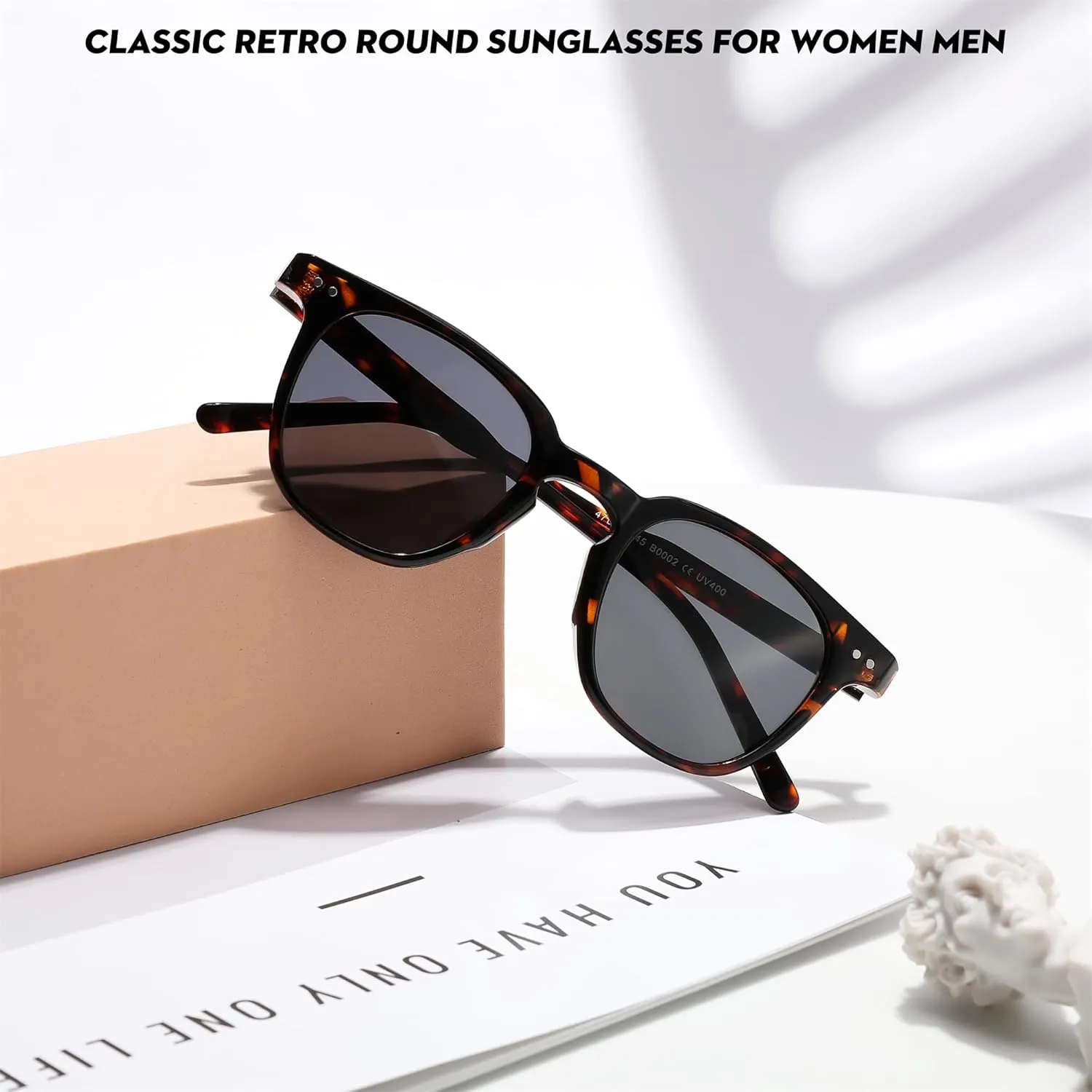 FEISEDY Classic Polarized Sunglasses Retro Round Sunglasses for Women Men Trendy Shades B0002