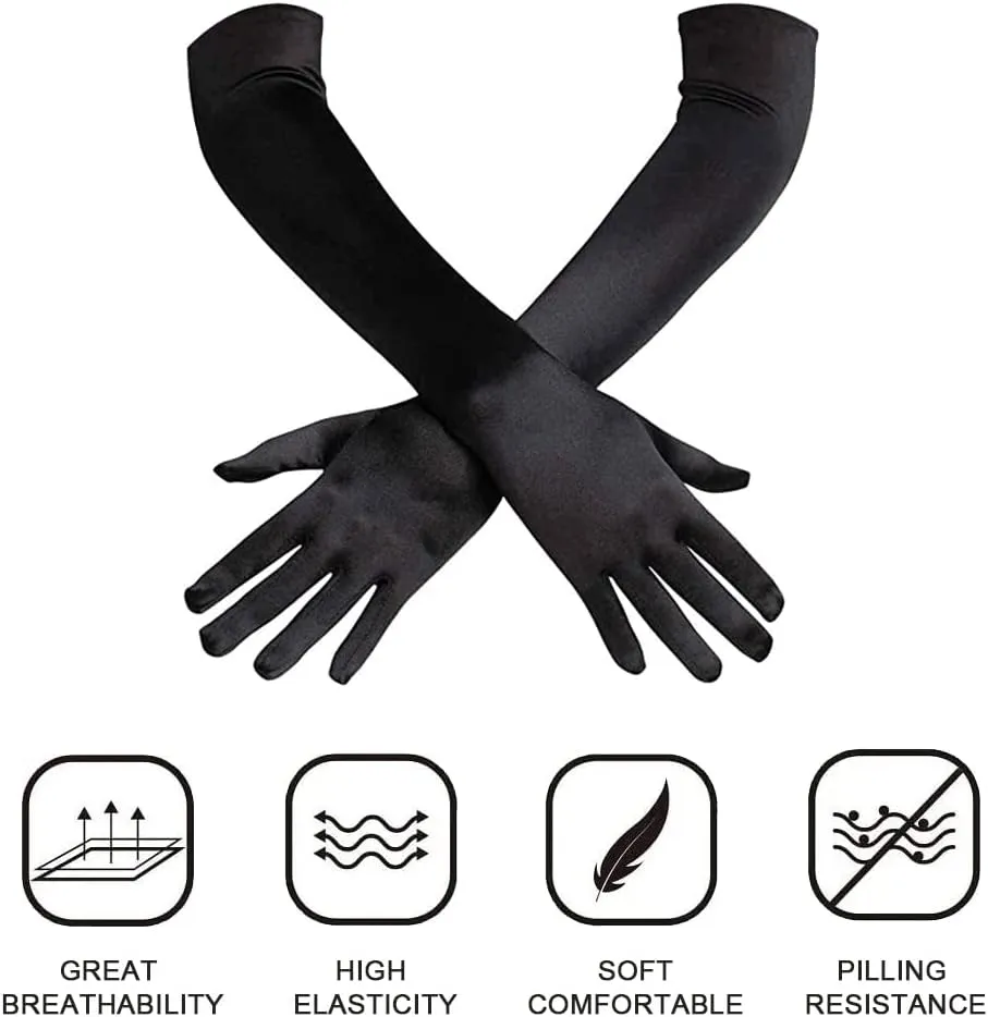 FELIZHOUSE 1920s Gatsby Accessories Costume Flapper Accessories Set for Women Feather 20s Headband Pearl Necklace Gloves