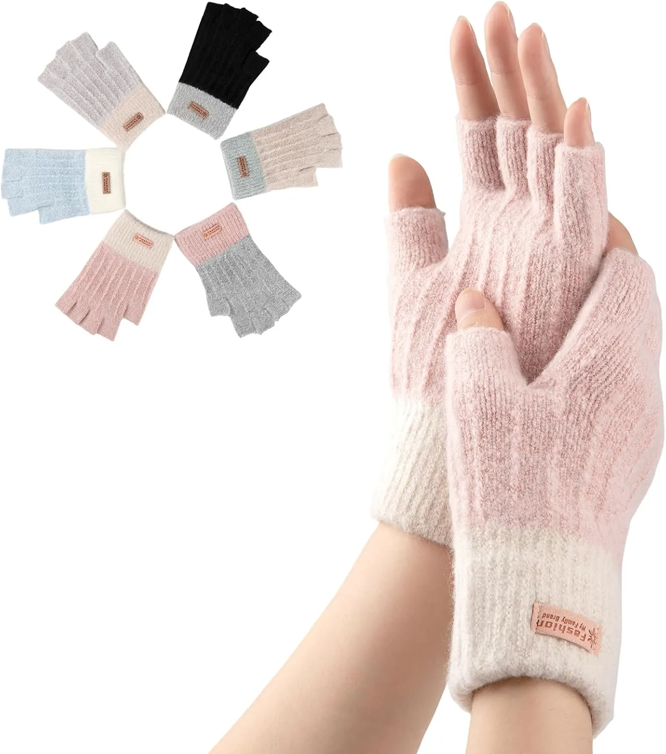Fingerless Gloves for Women Winter Half Finger Gloves Knitted Fingerless Mittens for Typing Driving
