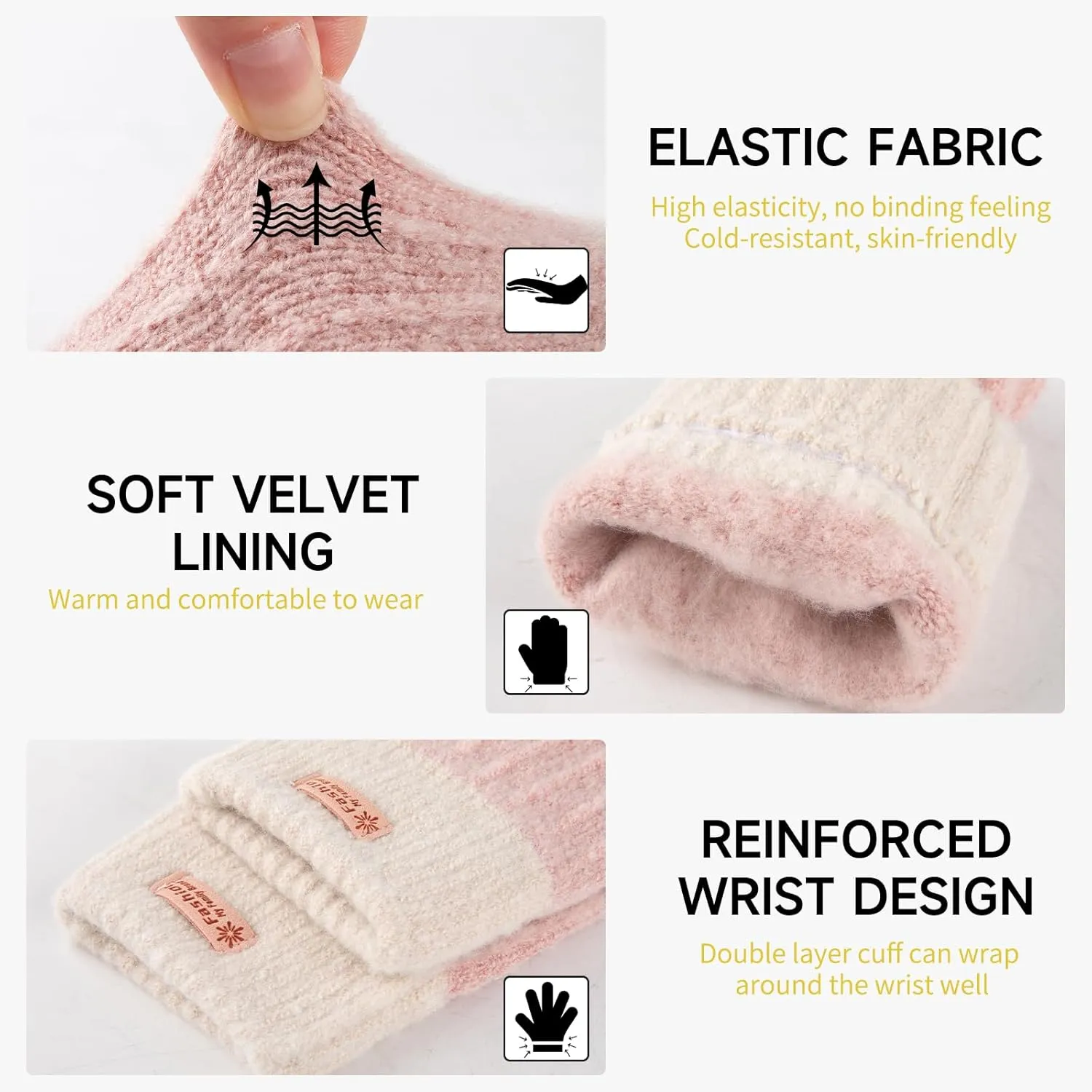 Fingerless Gloves for Women Winter Half Finger Gloves Knitted Fingerless Mittens for Typing Driving
