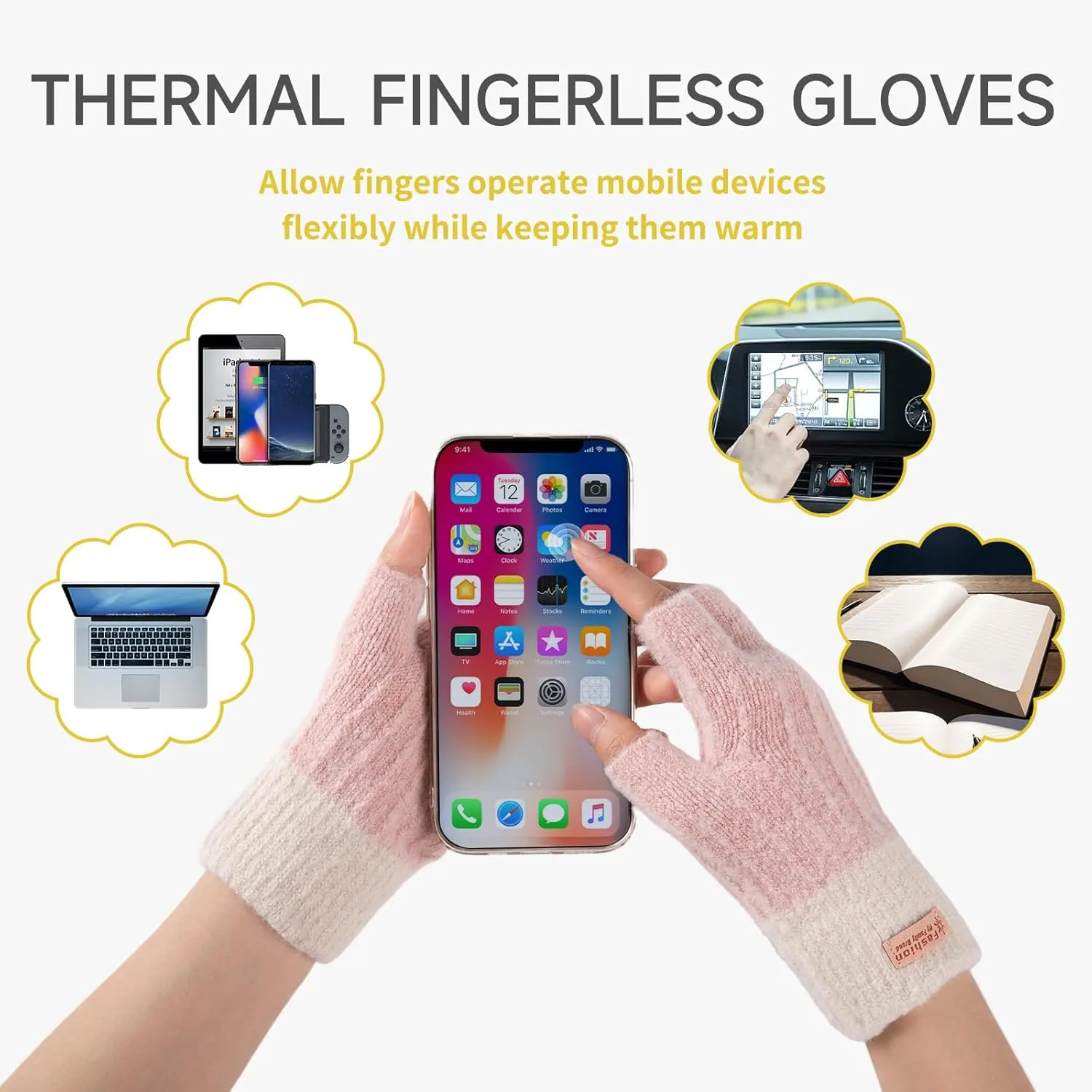 Fingerless Gloves for Women Winter Half Finger Gloves Knitted Fingerless Mittens for Typing Driving