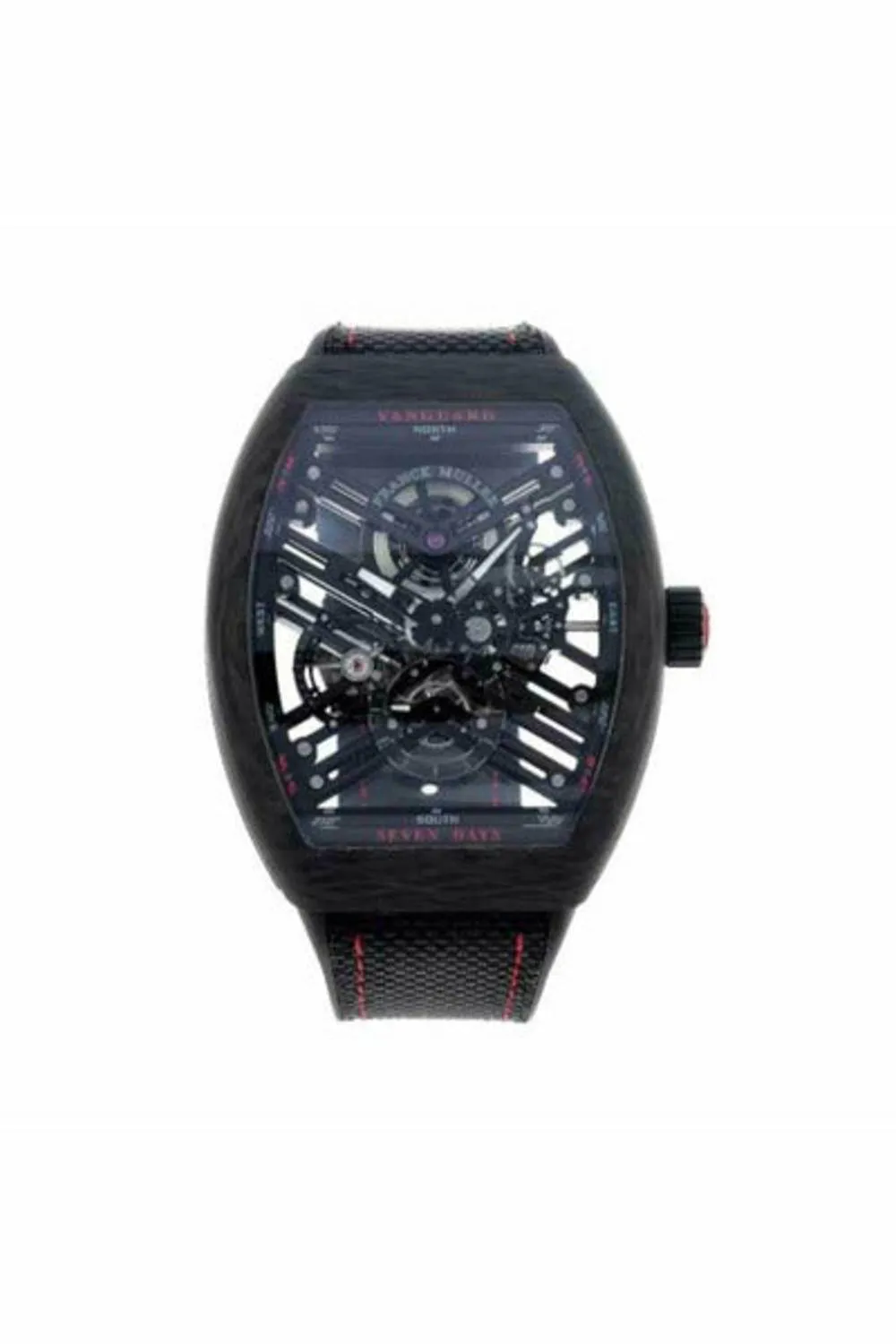 franck muller vanguard 44mm skeleton carbon & red men's watch v 45 s6 sqt car er