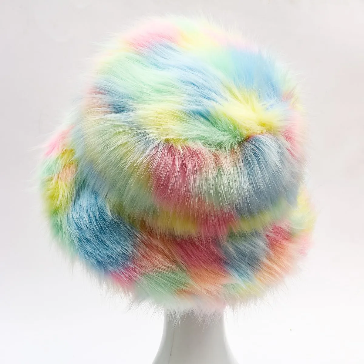 Fuzzy Fur Bucket Hat for Women - Warm Plush Sherpa Winter Hat