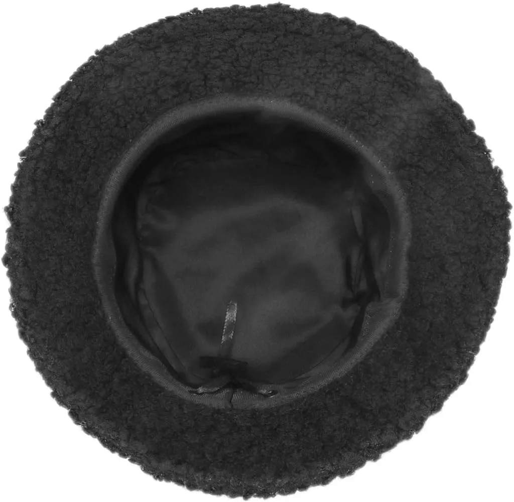 Fuzzy Fur Bucket Hat for Women - Warm Plush Sherpa Winter Hat