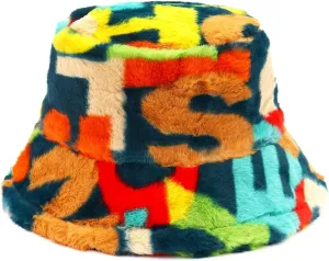 Fuzzy Fur Bucket Hat for Women - Warm Plush Sherpa Winter Hat