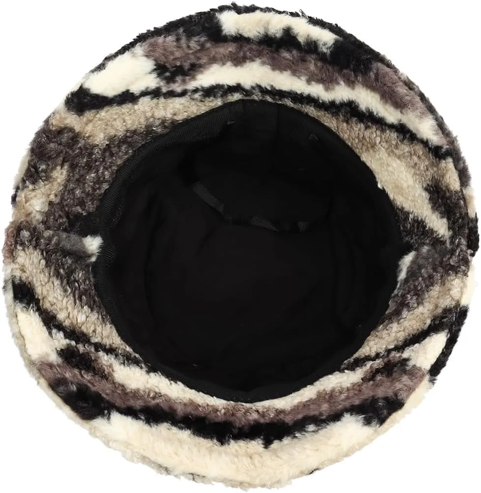 Fuzzy Fur Bucket Hat for Women - Warm Plush Sherpa Winter Hat
