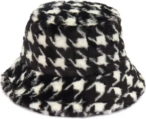 Fuzzy Fur Bucket Hat for Women - Warm Plush Sherpa Winter Hat