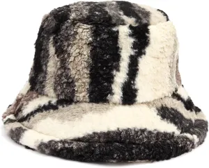 Fuzzy Fur Bucket Hat for Women - Warm Plush Sherpa Winter Hat