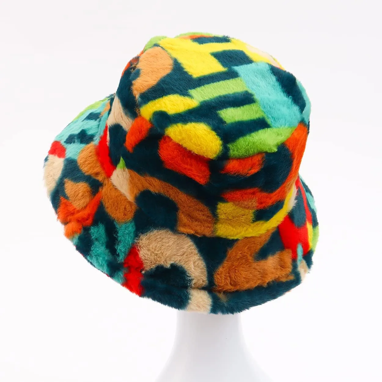 Fuzzy Fur Bucket Hat for Women - Warm Plush Sherpa Winter Hat