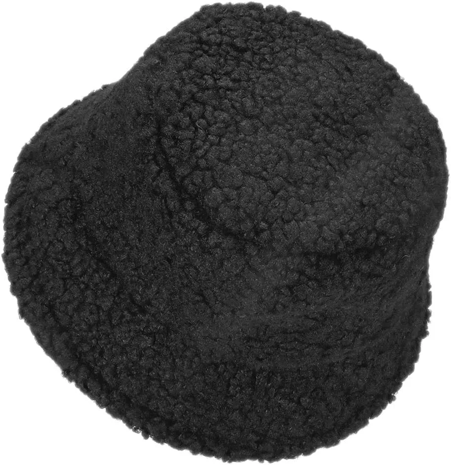 Fuzzy Fur Bucket Hat for Women - Warm Plush Sherpa Winter Hat