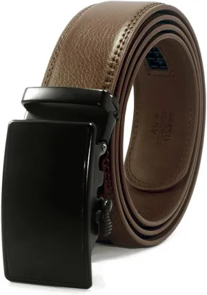Genuine Cow Leather Belts With Automatic Ratchet Buckle,Classic and Retro Fashion Designs 110-130CM