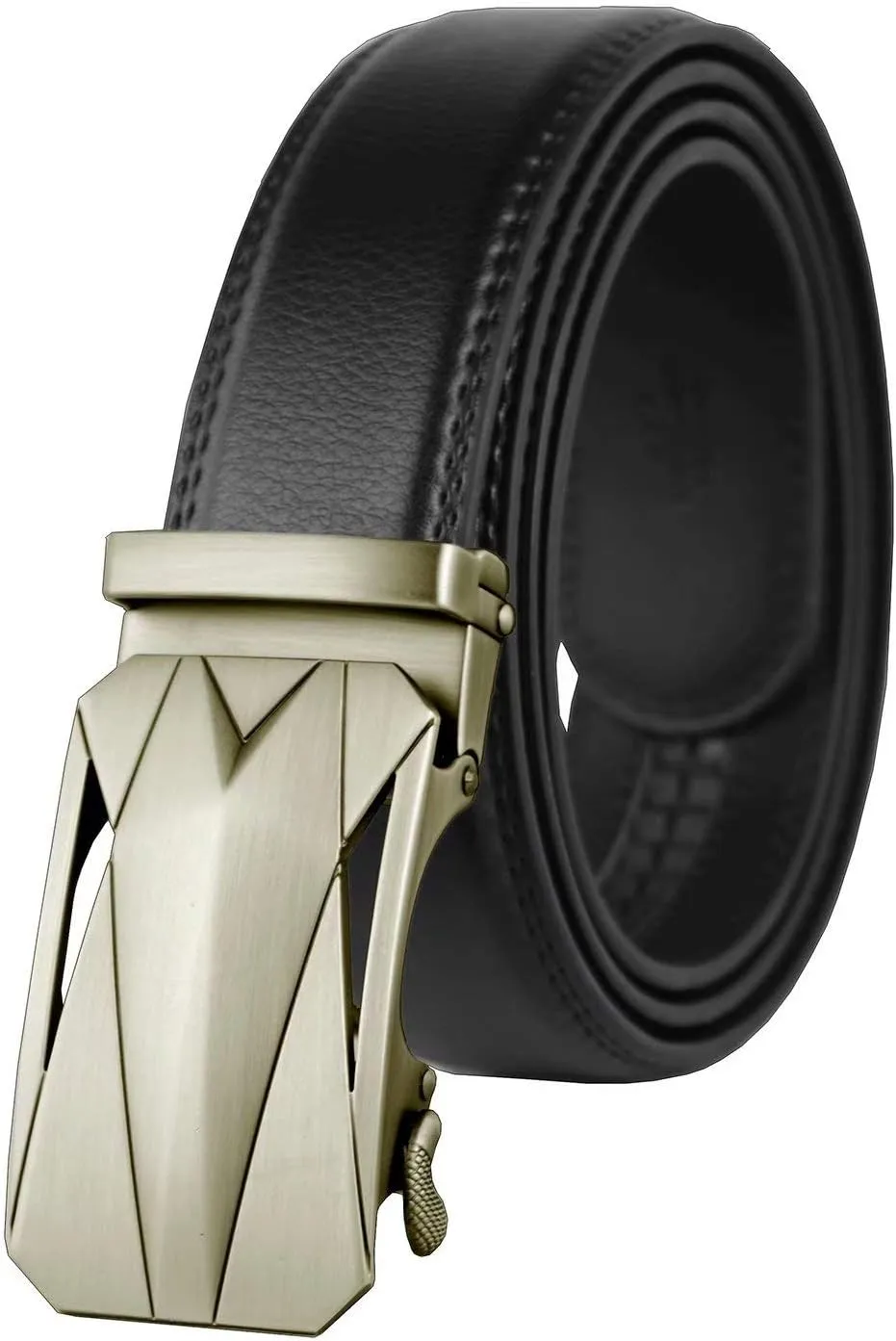 Genuine Cow Leather Belts With Automatic Ratchet Buckle,Classic and Retro Fashion Designs