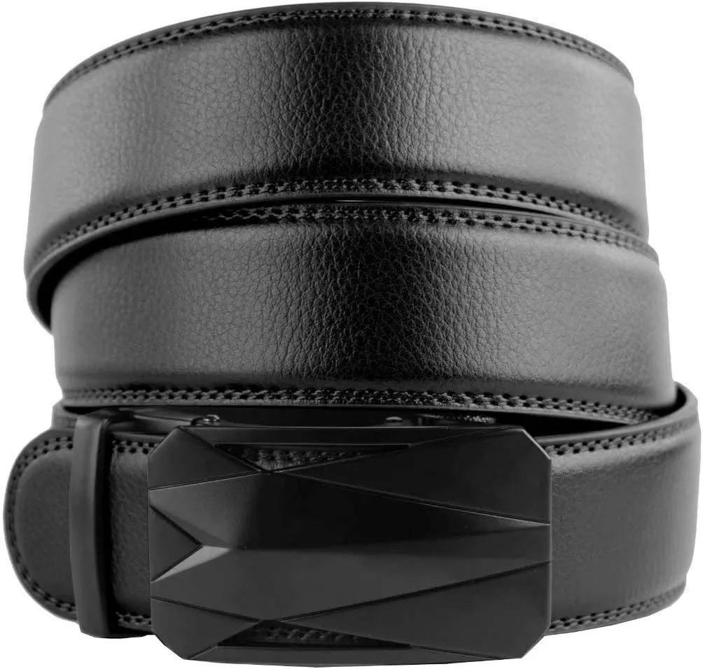 Genuine Cow Leather Belts With Automatic Ratchet Buckle,Classic and Retro Fashion Designs