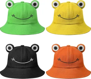 Geyoga Frog Bucket Hat Wide Brim Cute Fisherman Cotton Frog Hat for Sun Protection Outdoor Sports