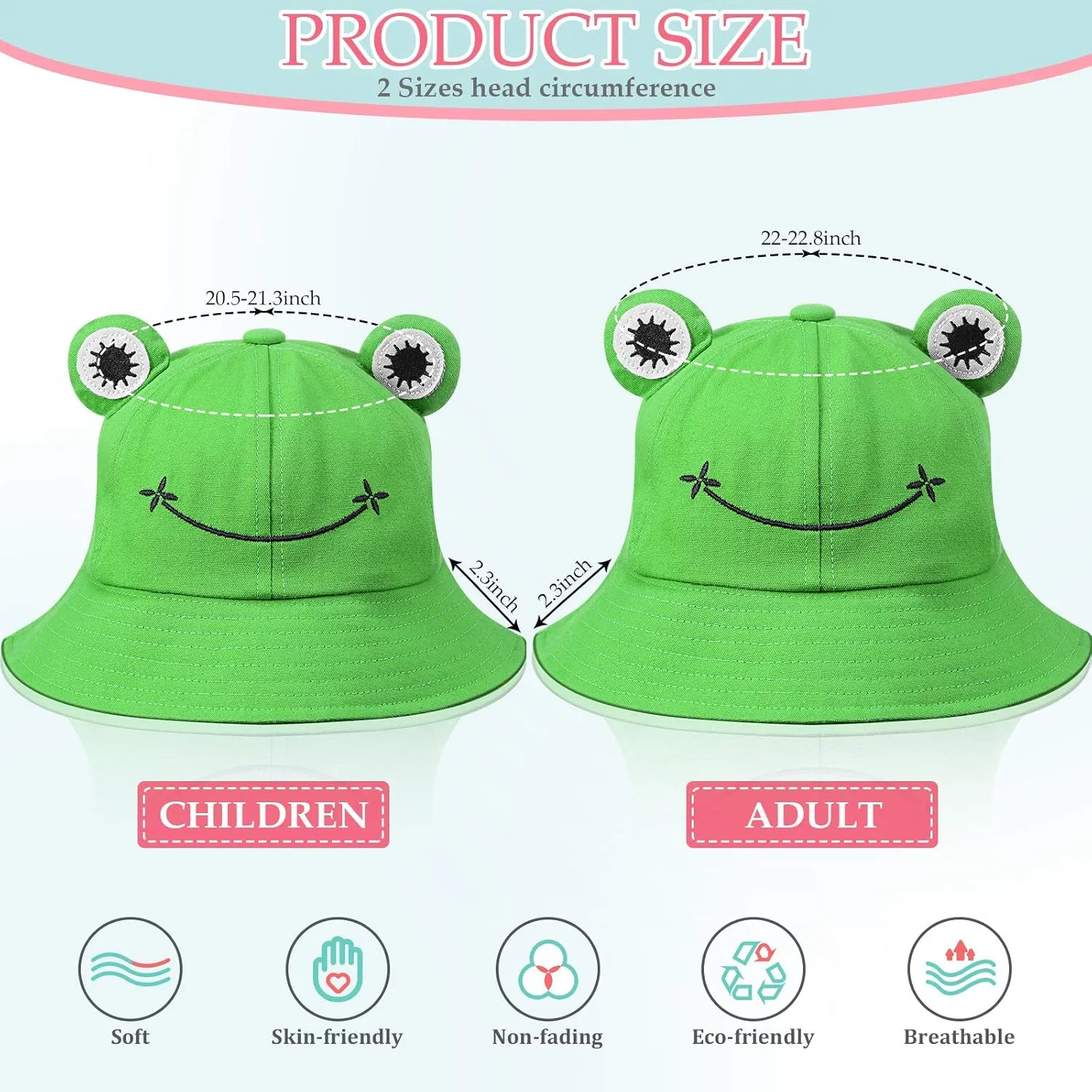 Geyoga Frog Bucket Hat Wide Brim Cute Fisherman Cotton Frog Hat for Sun Protection Outdoor Sports