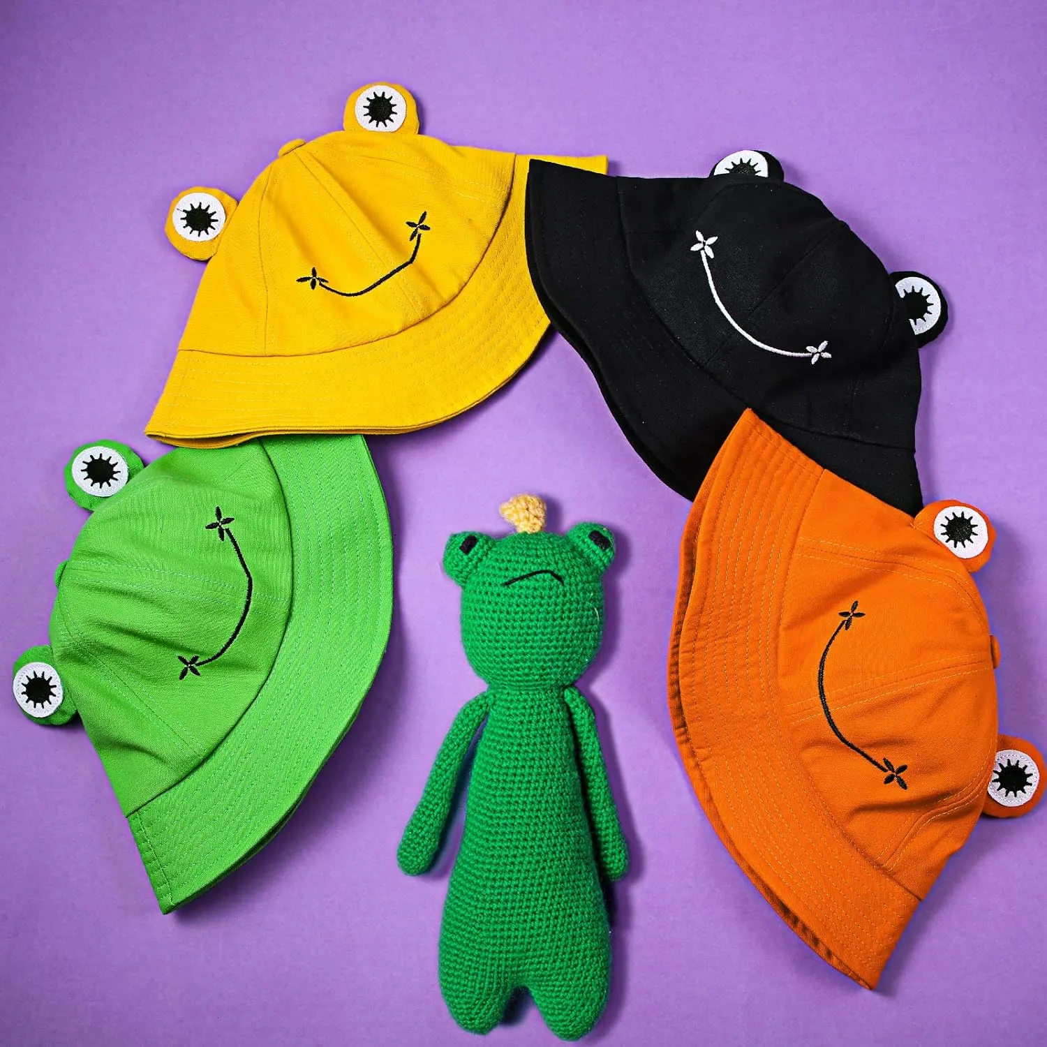 Geyoga Frog Bucket Hat Wide Brim Cute Fisherman Cotton Frog Hat for Sun Protection Outdoor Sports