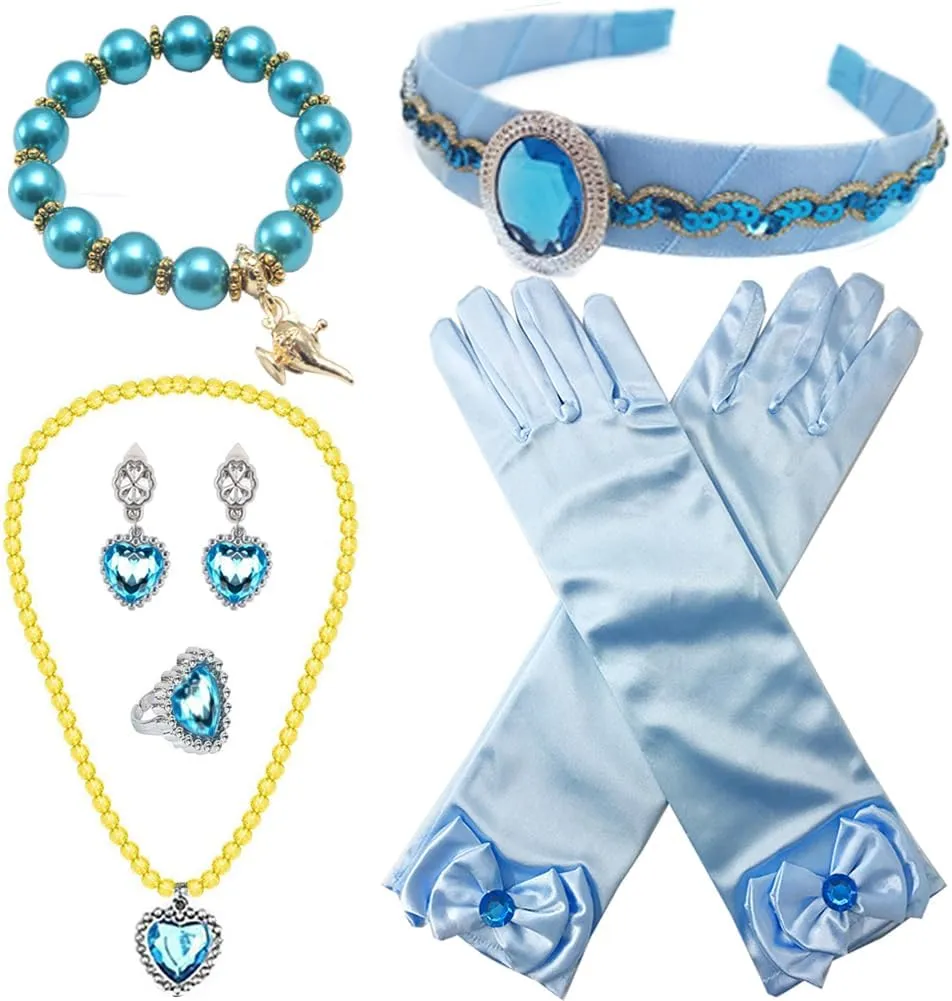 Girls Princess Jasmine Dress up Accessories Jasmine Headband Necklace Halloween Christmas Party Favors for Kids