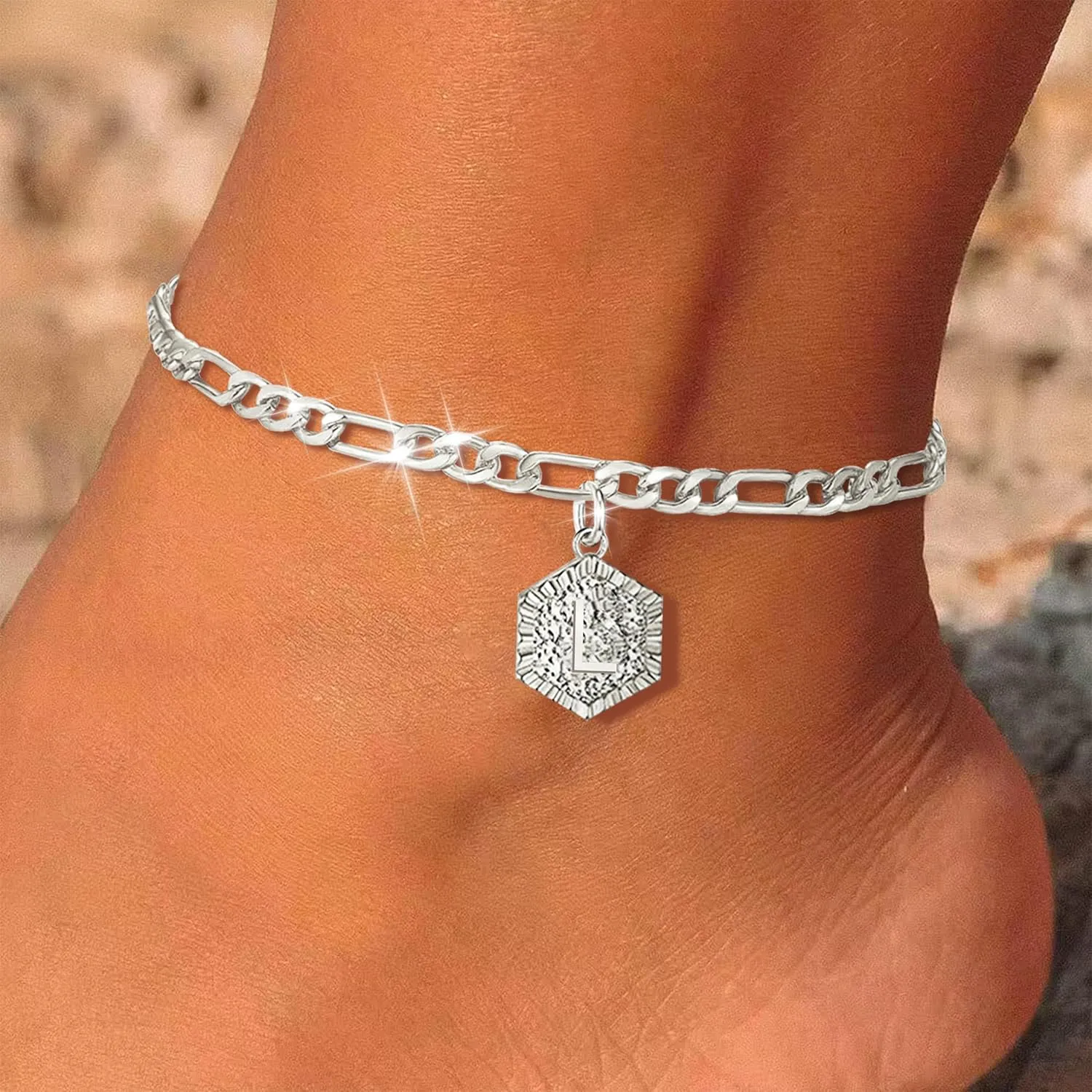 Gold Anklets for Women Gold Plated Initial Anklets Cuban Chain Link Ankle Bracelets Dainty Letter Anklet Personalized Name Anklet for Birthday Gifts