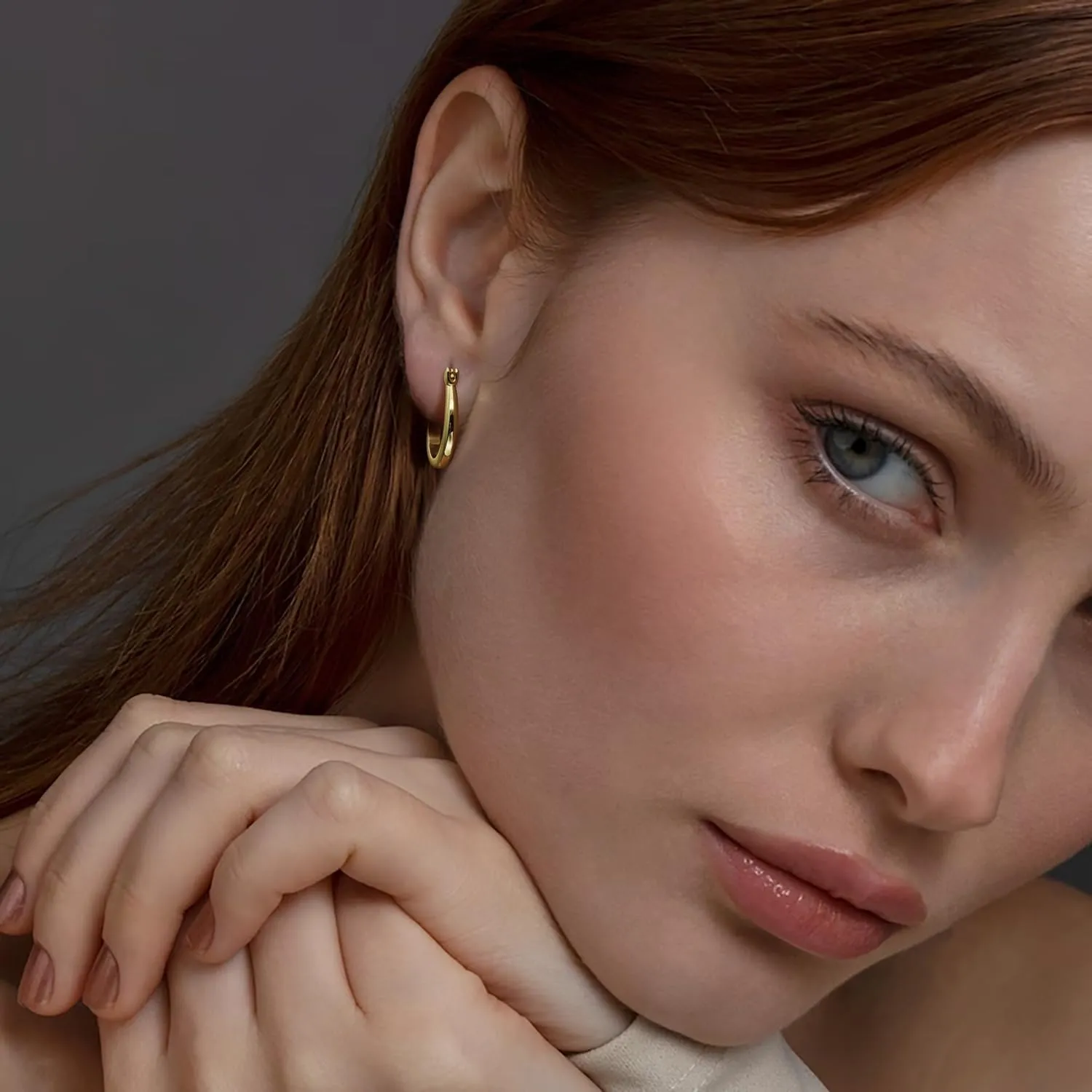Gold Hoop Earrings 14K Gold Hoop Earrings for Women Earring U-shaped Small Hoops Earring for Women 16/25/30/35mm