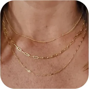 Gold Necklace Stack Layered Necklaces for Women Trendy Gold Heart Coin Necklace Dainty Charm Necklace Chunky Chain Necklace Women Statement Necklace Jewelry Set Gifts Stocking Stuffers for Women