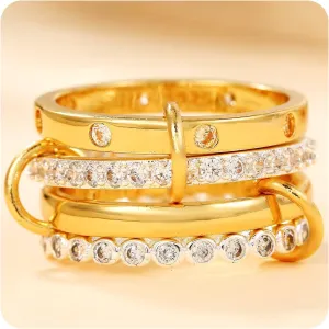 Gold Stackable Rings for Women Dainty Stackable 14K Gold Plated Cubic Zirconia Rings Stackable Non Tarnish Gold Knuckle Rings for Women Set Gifts (Size:7,8)