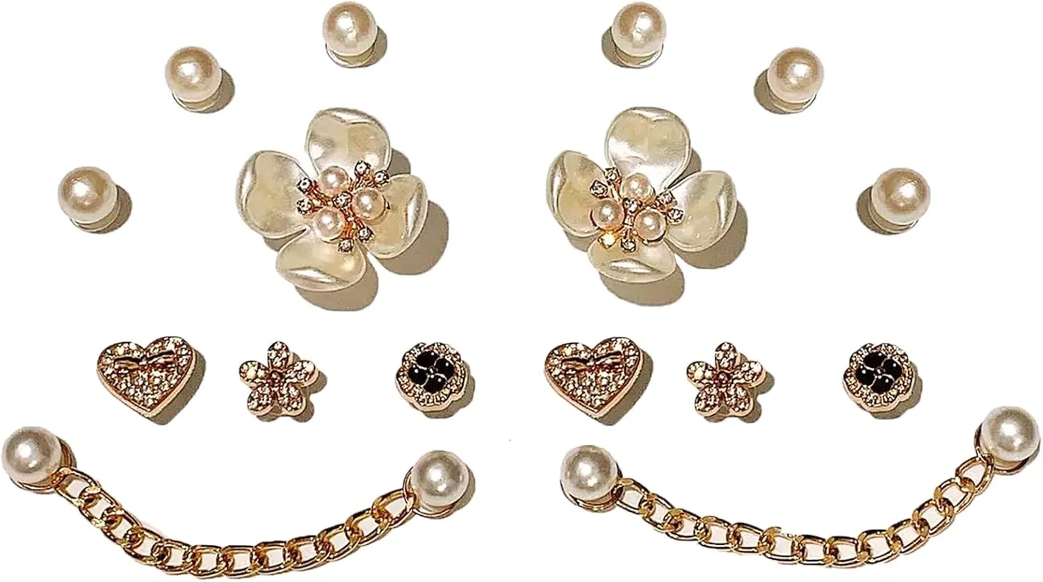 Golden Diamond Bling Shoe Charms for Women and Girls, Cute Girly Shoe Jewelry for Clogs, Designer Chain Shoe Accessories, Perfect Birthday and Party Gifts for Teens and Women