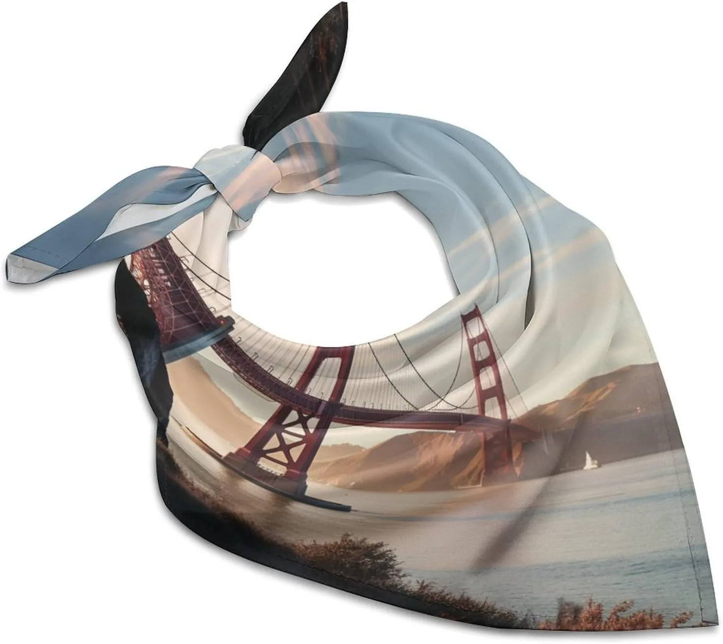 Golden Gate Bridge 25" Square Head Scarf Lightweight Silk Scarf for Women Soft Satin Head Scarves Large Neckerchief Fashion Bandanas Silk Headband Neck Satin Scarfs for Bag Hair Scarves Gift