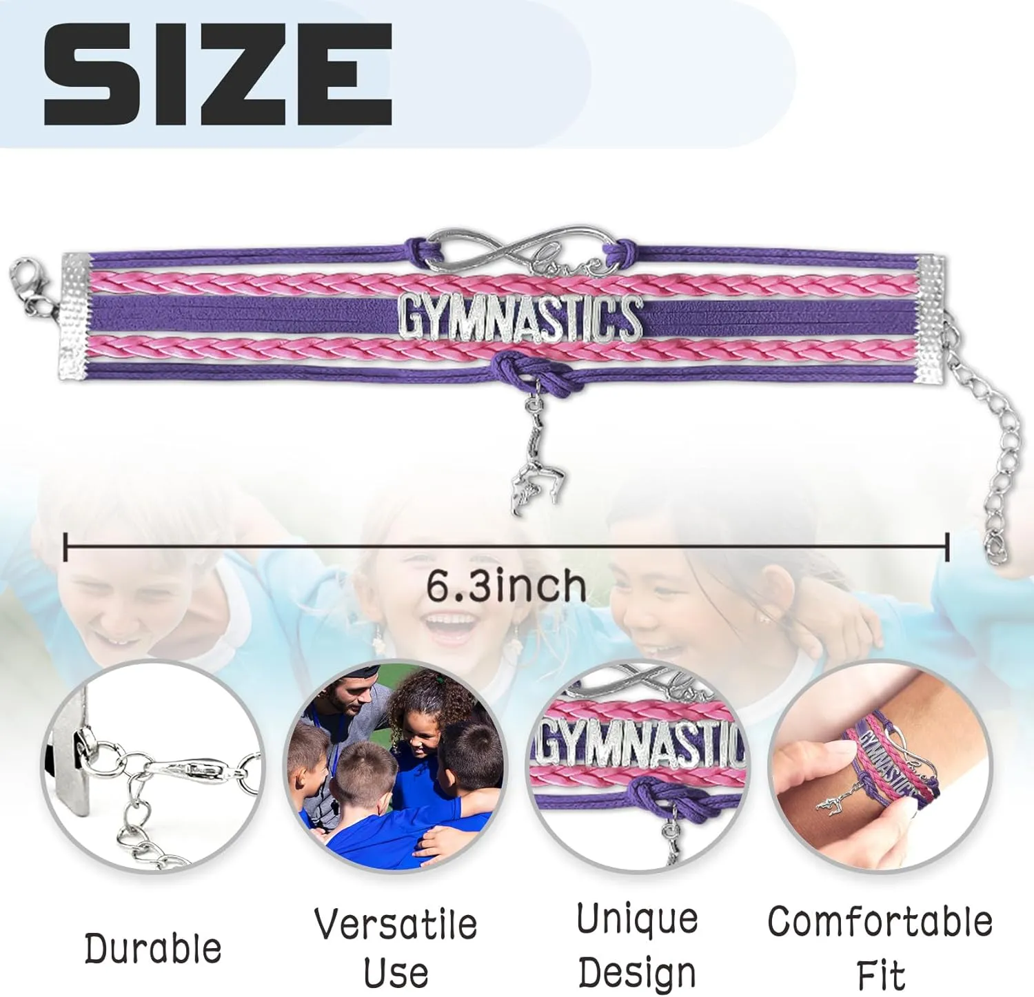 Gymnastics Bracelets, Initial Charm Jewelry for Teen Girls, Teams Sport Ballerina Birthday Christmas Stuff