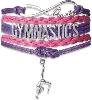 Gymnastics Bracelets, Initial Charm Jewelry for Teen Girls, Teams Sport Ballerina Birthday Christmas Stuff
