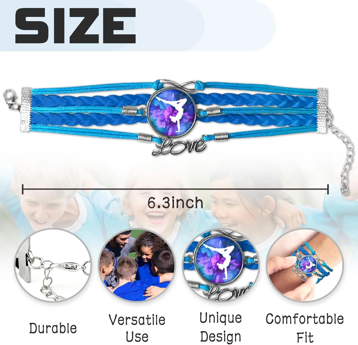 Gymnastics Bracelets, Initial Charm Jewelry for Teen Girls, Teams Sport Ballerina Birthday Christmas Stuff
