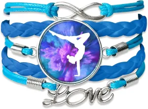 Gymnastics Bracelets, Initial Charm Jewelry for Teen Girls, Teams Sport Ballerina Birthday Christmas Stuff