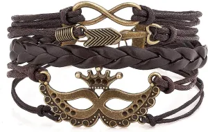 Handmade Wristband Multilayer Wrap Leather Rope Braided Rope Bracelet