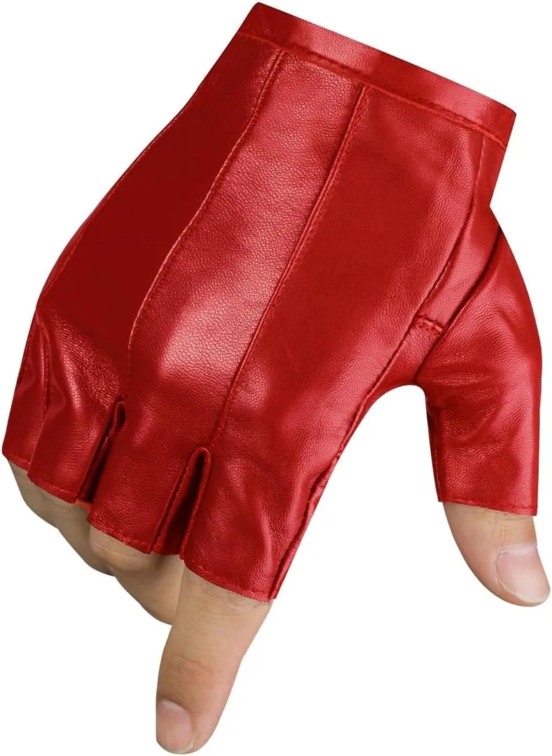 Harssidanzar Fingerless Driving Gloves Outdoor Sport Half Finger Cosplay Costume Gloves for Women KL028US