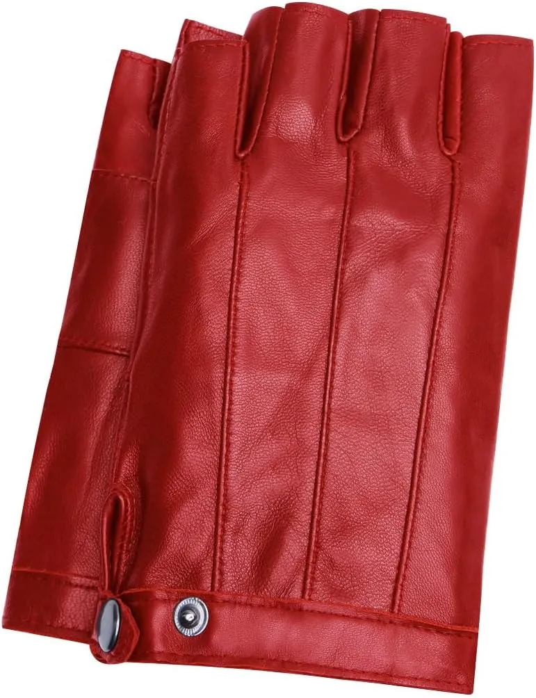 Harssidanzar Fingerless Driving Gloves Outdoor Sport Half Finger Cosplay Costume Gloves for Women KL028US