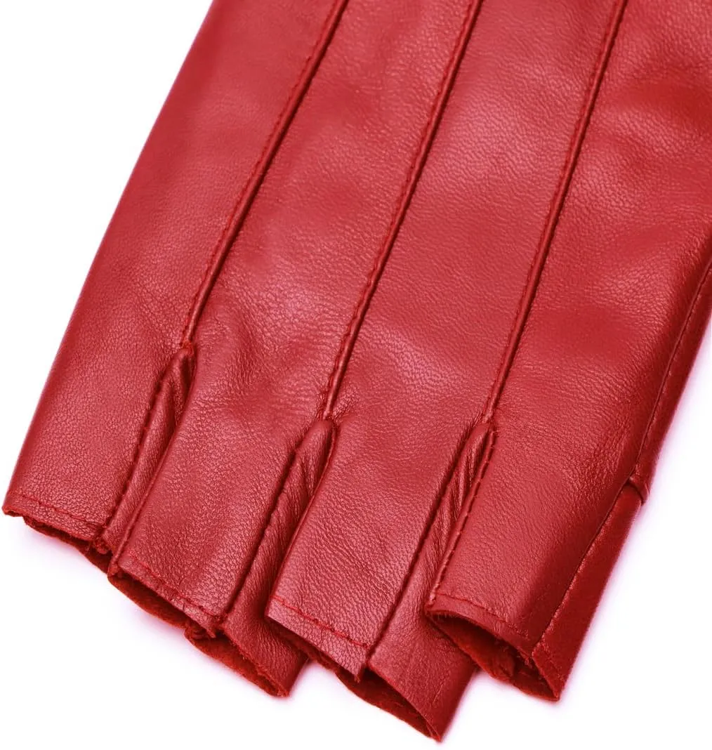 Harssidanzar Fingerless Driving Gloves Outdoor Sport Half Finger Cosplay Costume Gloves for Women KL028US