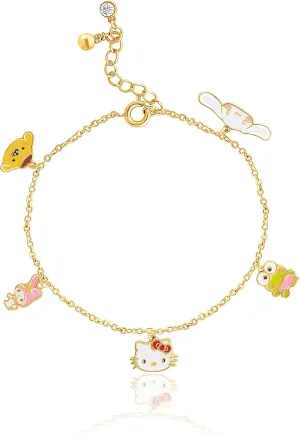 Hello Kitty Sanrio and Friends Charm Bracelets - Gold Flash-Plated Official Jewelry