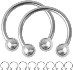 Horseshoe Rings Steel Nose Septum Horseshoe Hoop Earring Eyebrow Tragus Lip Rings Daith Helix Piercing Jewelry for Women Men Silver