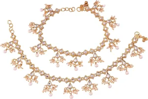 I Jewels Indian Bollywood Traditional Kundan & Stone Studded Wedding Foot Jewelry for Women (A025)