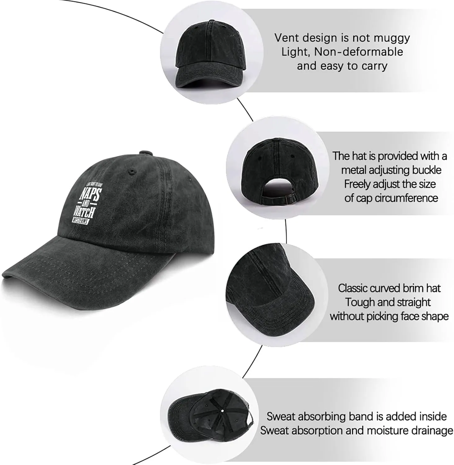 I Just Wants to Take Naps and Watch Westerns Mens Ball Caps Baseball Hats for Women Beach Baseball Hat Trendy Sun Hats