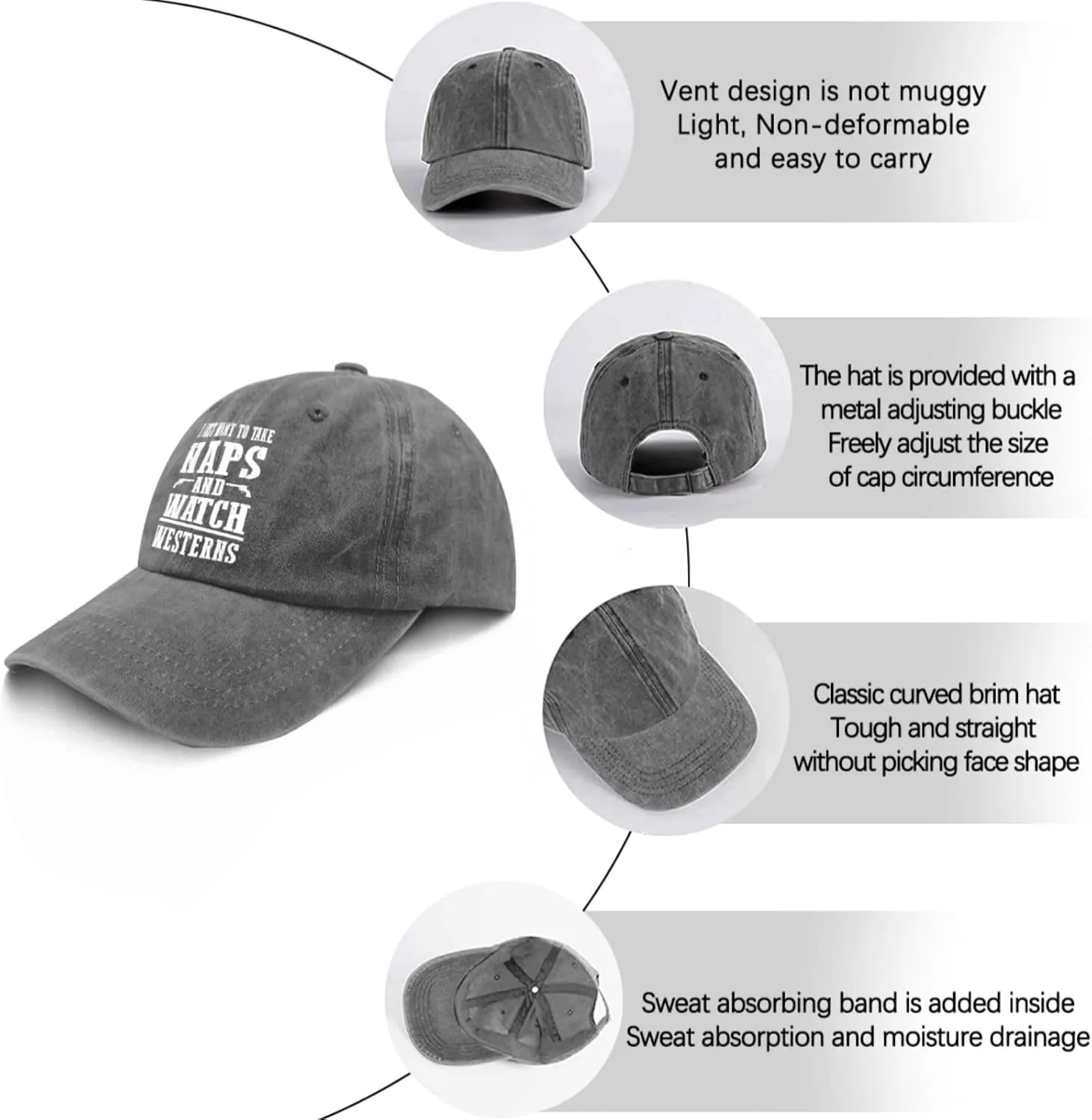 I Justs Want to Take Naps and Watch Westerns Womens Baseball Hat Summer Caps for Women Baseball Caps Breathable Ponytail