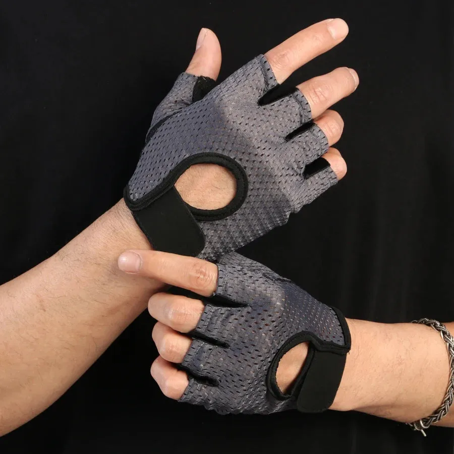 Ice Silk Half-Finger Gloves - Breathable Anti-Slip Cycling & Gym Gear