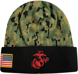 Icon Sports U.S. Military Beanie  Official Embroidered Flag Patch Warm Winter Knit Cap Adult Unisex Hats for Men Women