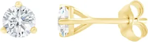 IGI Certified Round Lab Grown Diamond 3 Prong Stud Earrings In 14k Solid Gold (0.39 cttw,Light Blue Color,I1-I2 Clarity)