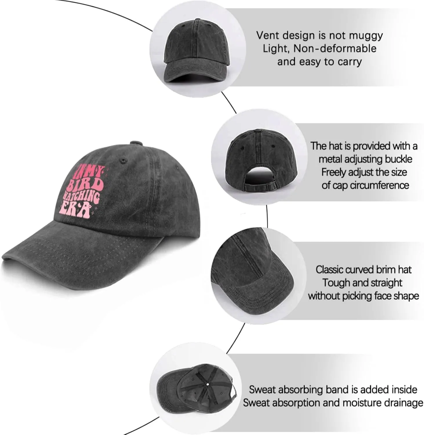 in My Bird Watching Era Running Hats for Women Outdoor Caps for Womens Hiking Caps Trendy Sun Hats