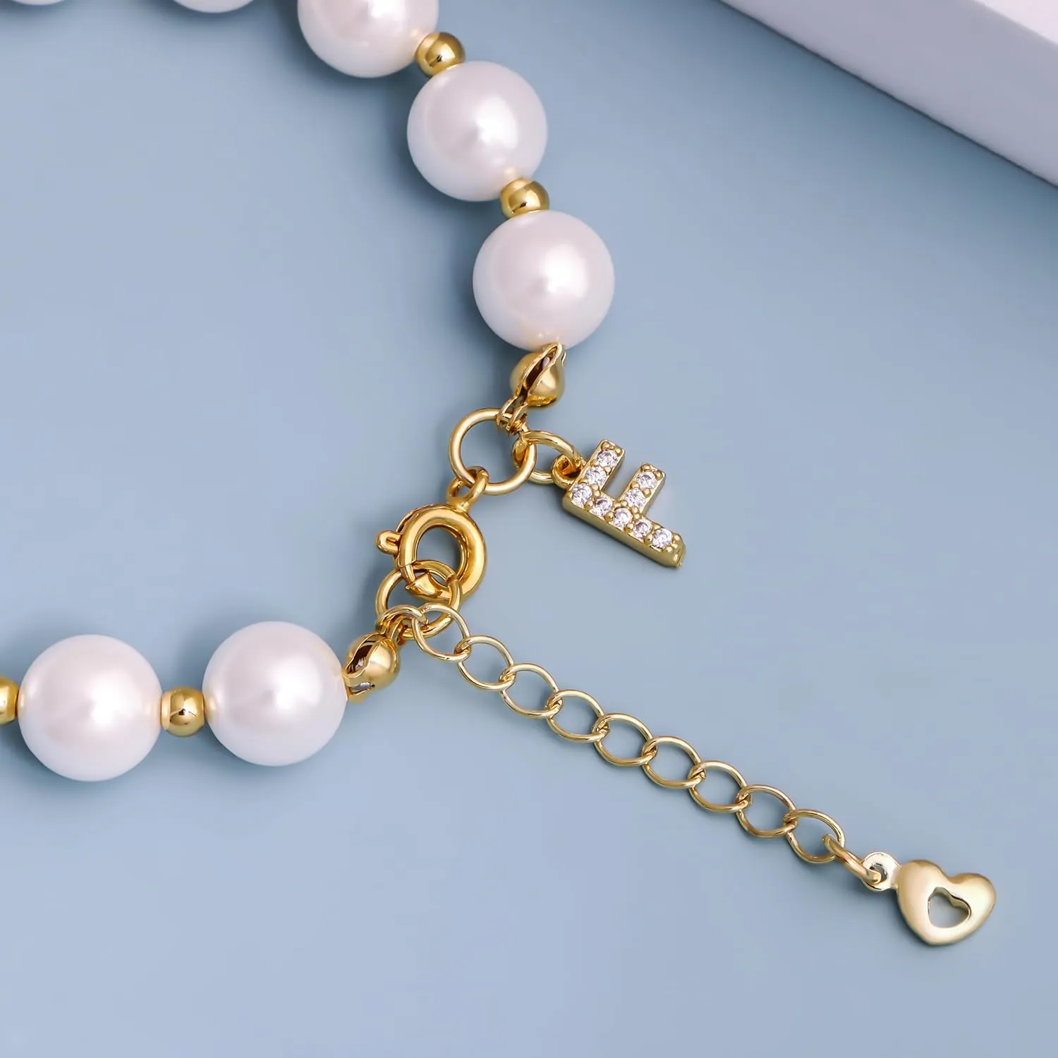 Initial Charms Bracelet Wedding Gifts Wedding Gifts Rhinestone Pearl Bracelet Charm Bracelets for Women Flower Charm Bracelets