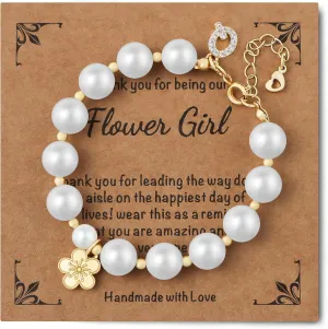 Initial Charms Bracelet Wedding Gifts Wedding Gifts Rhinestone Pearl Bracelet Charm Bracelets for Women Flower Charm Bracelets