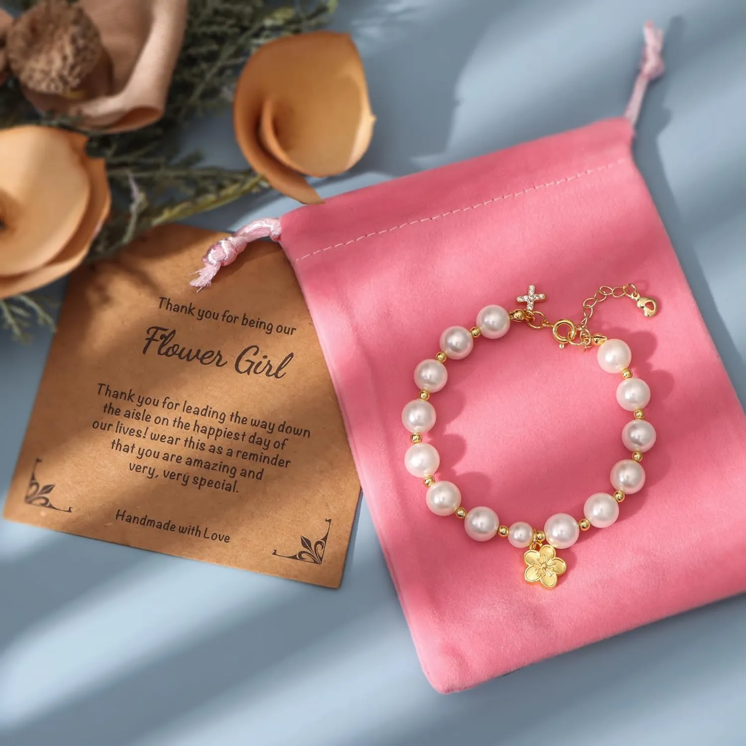 Initial Charms Bracelet Wedding Gifts Wedding Gifts Rhinestone Pearl Bracelet Charm Bracelets for Women Flower Charm Bracelets