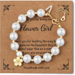 Initial Charms Bracelet Wedding Gifts Wedding Gifts Rhinestone Pearl Bracelet Charm Bracelets for Women Flower Charm Bracelets