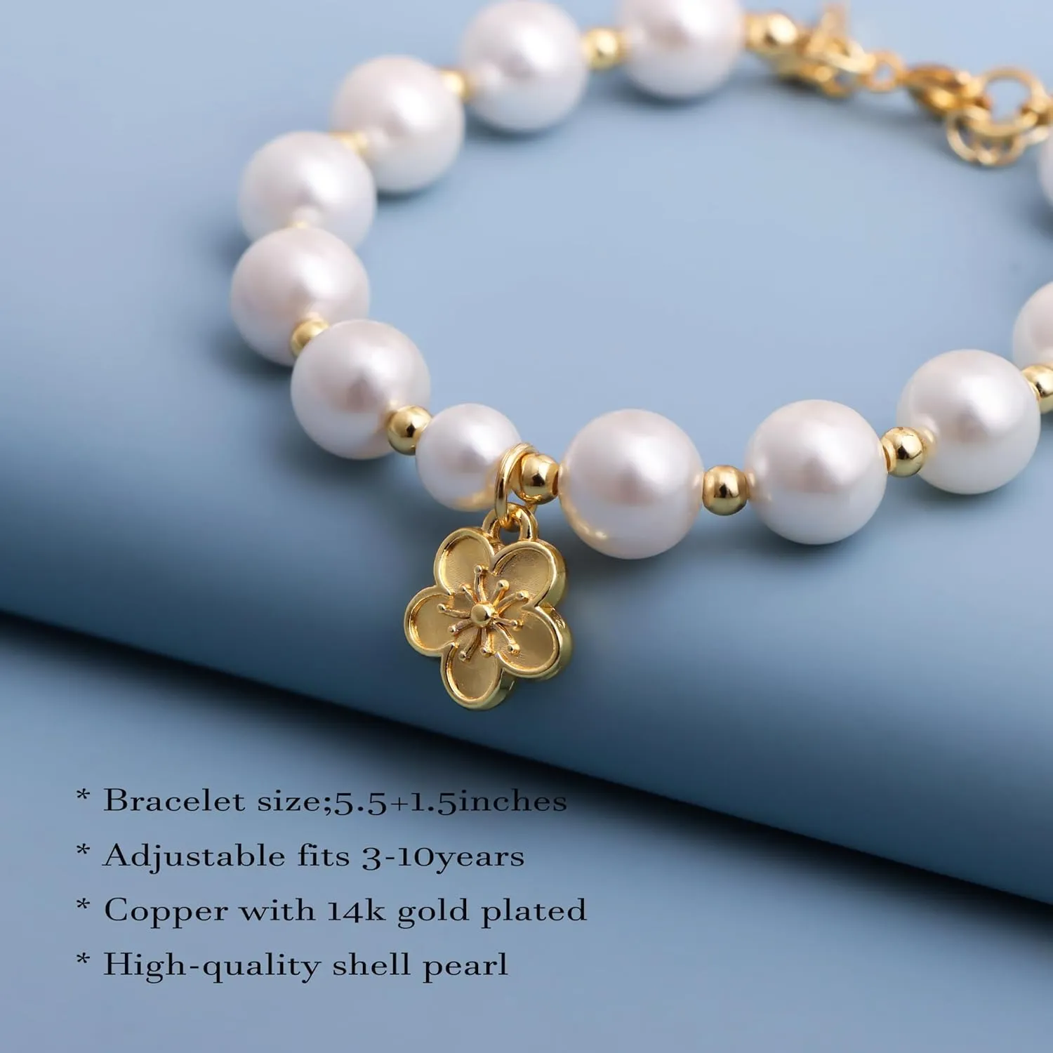 Initial Charms Bracelet Wedding Gifts Wedding Gifts Rhinestone Pearl Bracelet Charm Bracelets for Women Flower Charm Bracelets