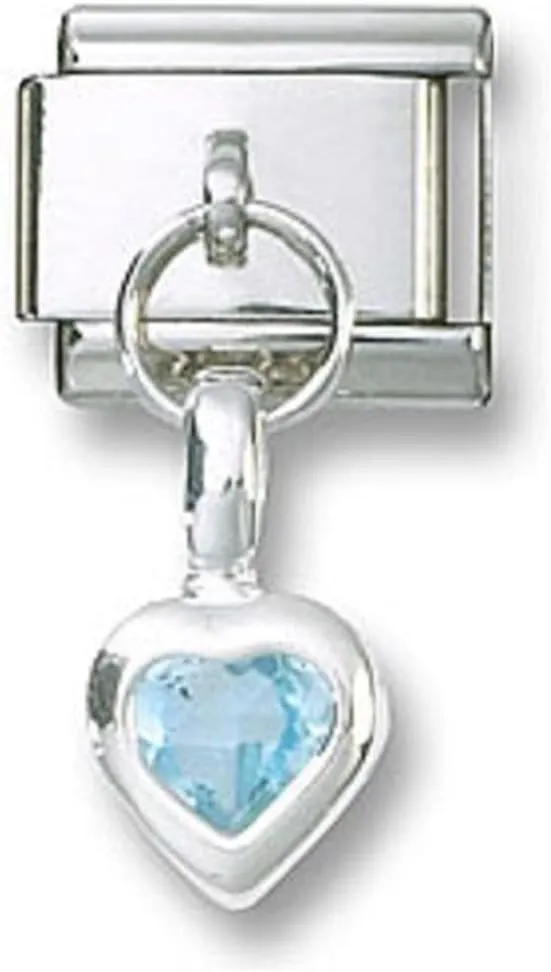 Italian Charm 925 Sterling Silver Birthstone Heart Dangle CZ March New